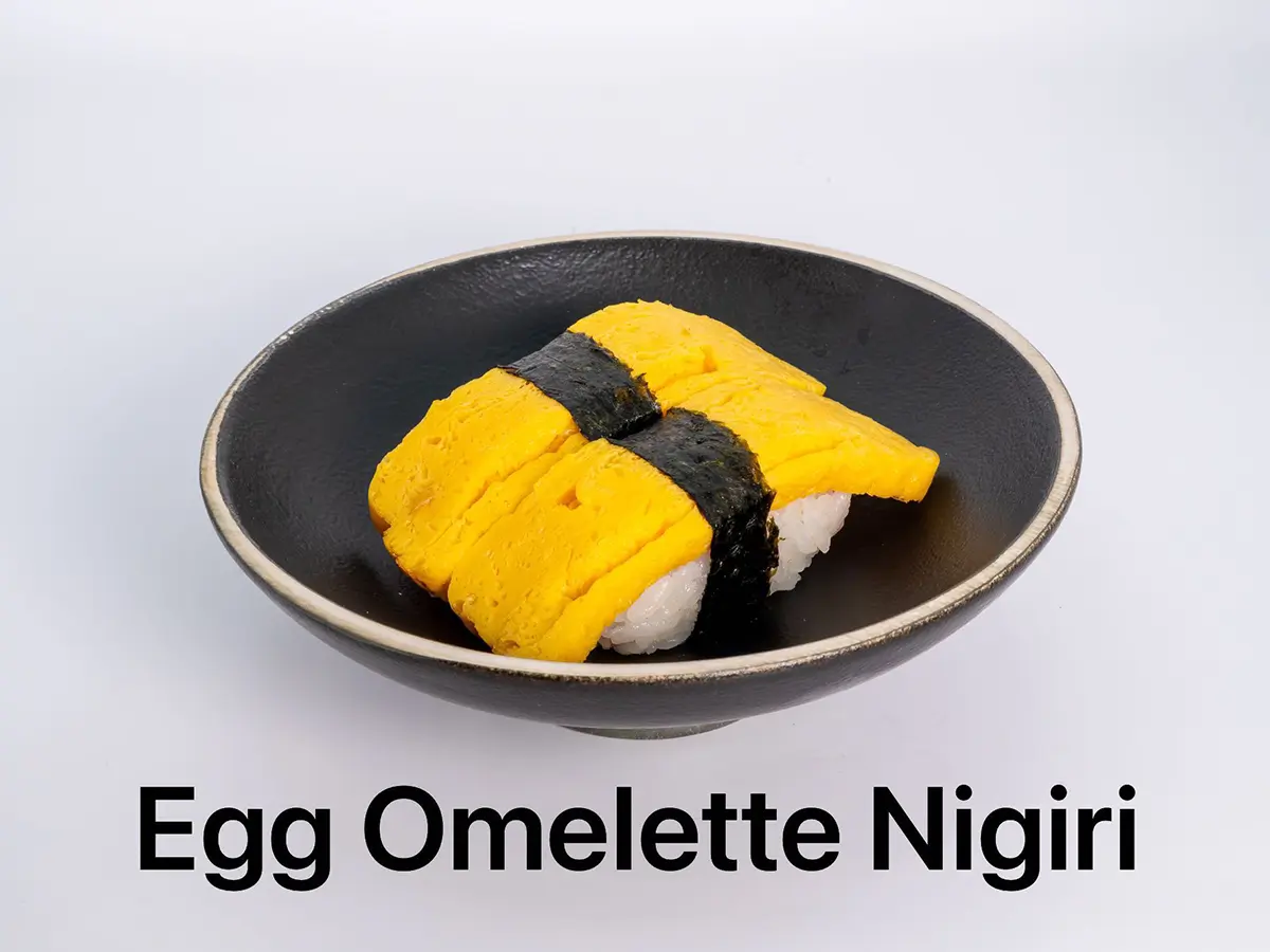 Egg Omelette Nigiri at Nara Revolving Sushi Bar, Japanese Retaurant in United States