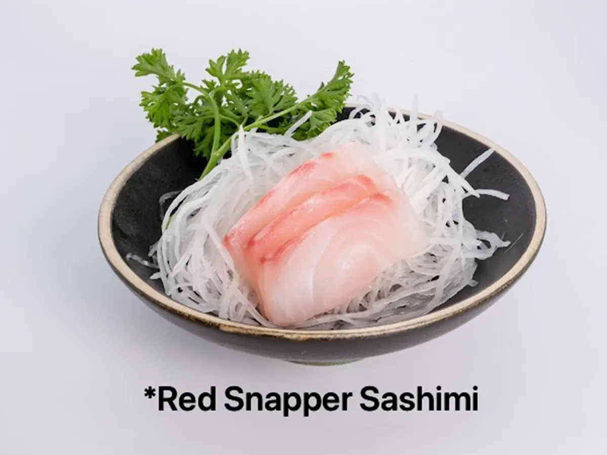 Red Snapper Sashimi at Nara Revolving Sushi Bar, Japanese Retaurant in United States