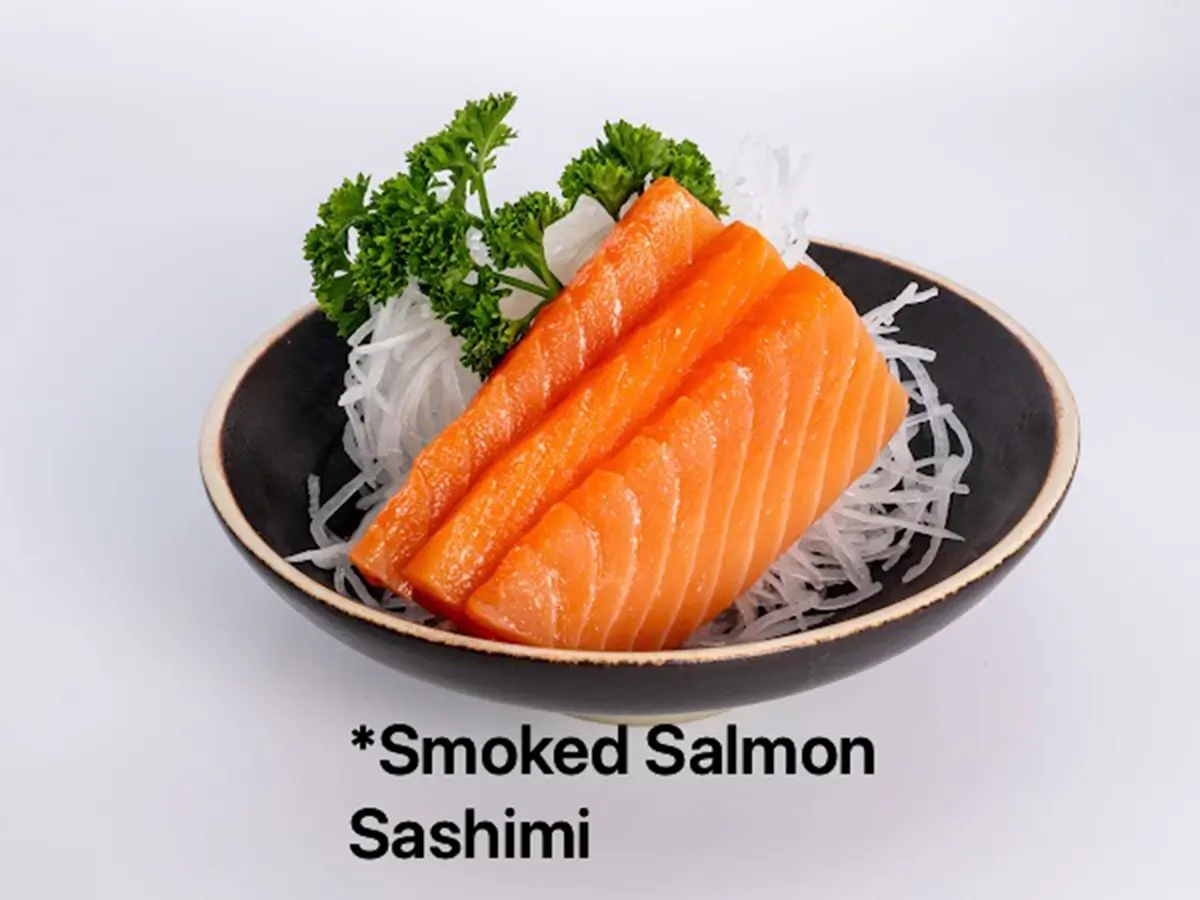 Smoked Salmon Sashimi at Nara Revolving Sushi Bar, Japanese Retaurant in United States