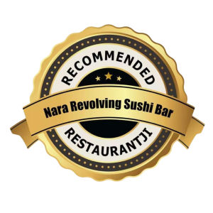 Recommended Restaurant badge featuring Nara Revolving Sushi Bar in a gold seal design on a transparent background